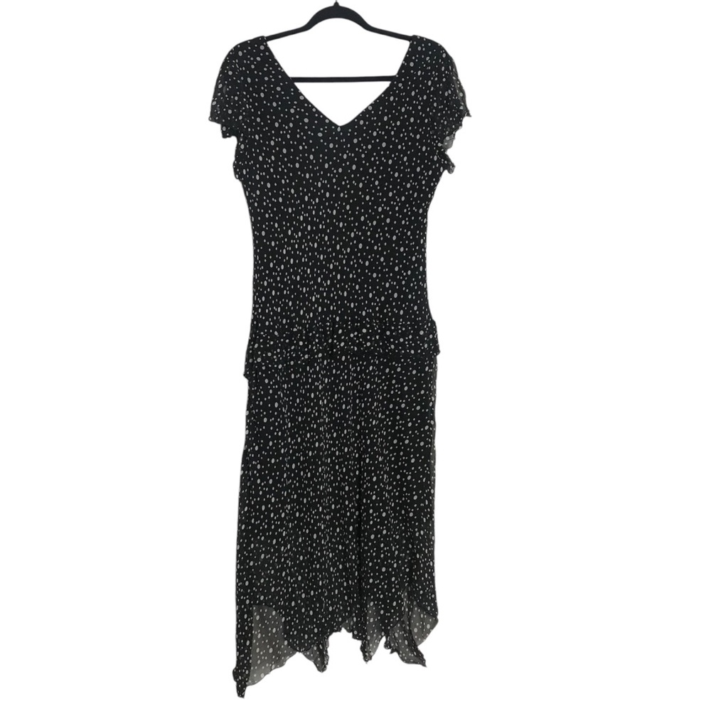 VTG R&M Richards 90s Fairy Polka Dot Silk Asymmetric Midi Dress 18P Whimsigoth